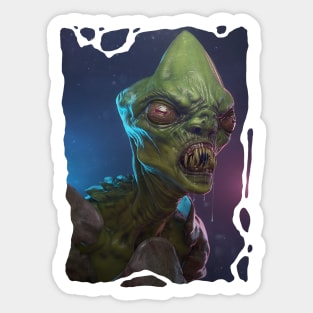 Green creature in shell Sticker